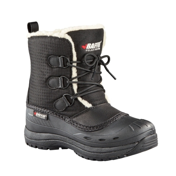 Baffin Shoes - Baffin Black Tessa Boots with White Fur Trim Winter Boots